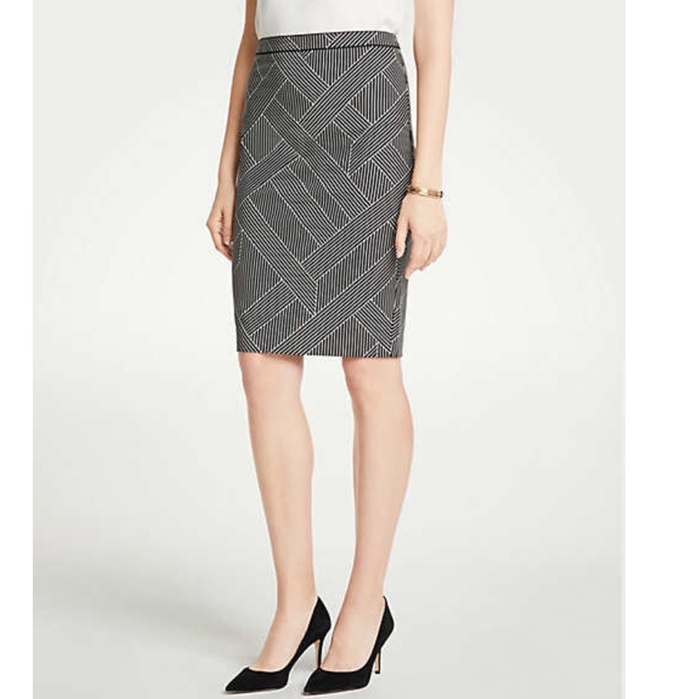 Ann Taylor Cross Stripe Pencil Skirt -NWOT